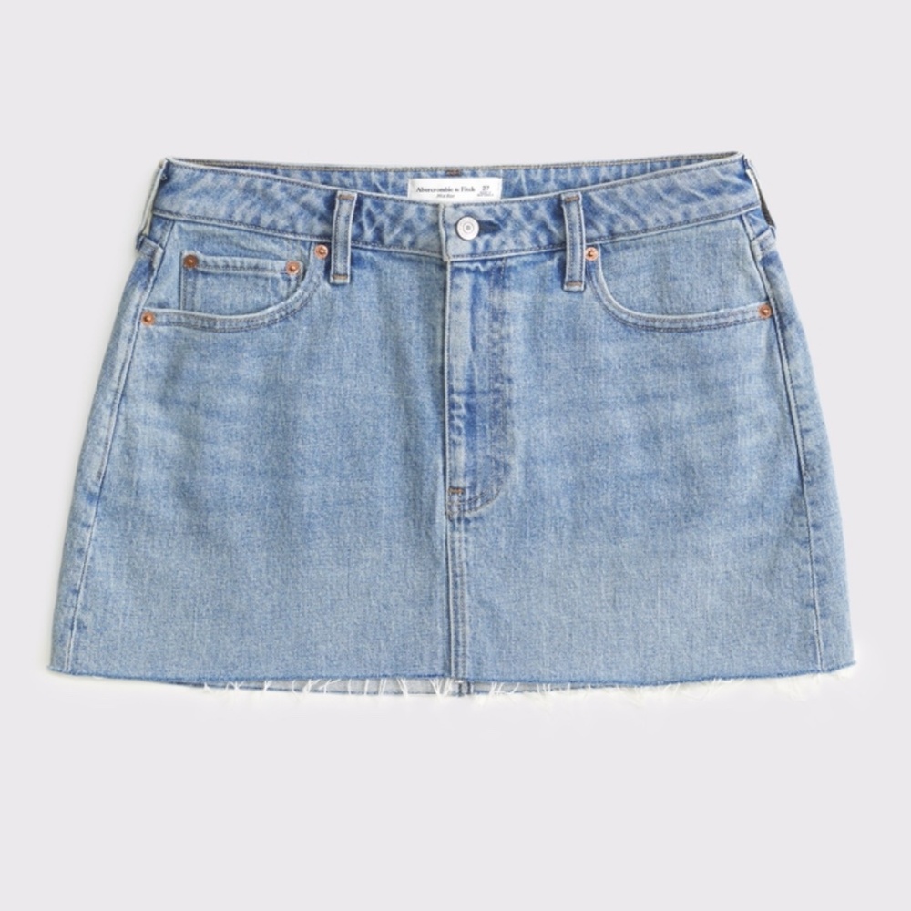 Abercrombie and Fitch Curve Love Mid Rise Mini Skirt in Light Wash